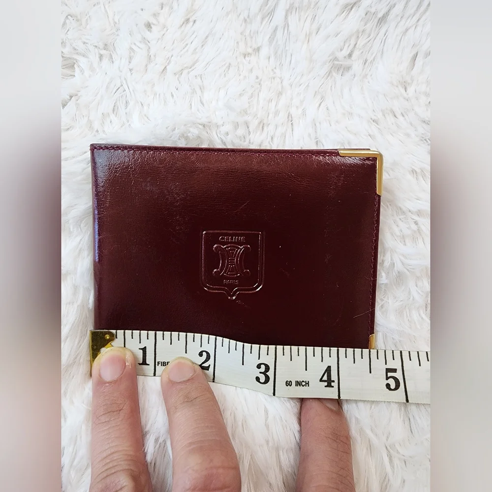 CELINE Burgundy/Red Leather Wallet with Gold Accents - Picture 11 of 15